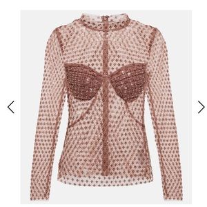 Self portrait sequin mesh top worn once